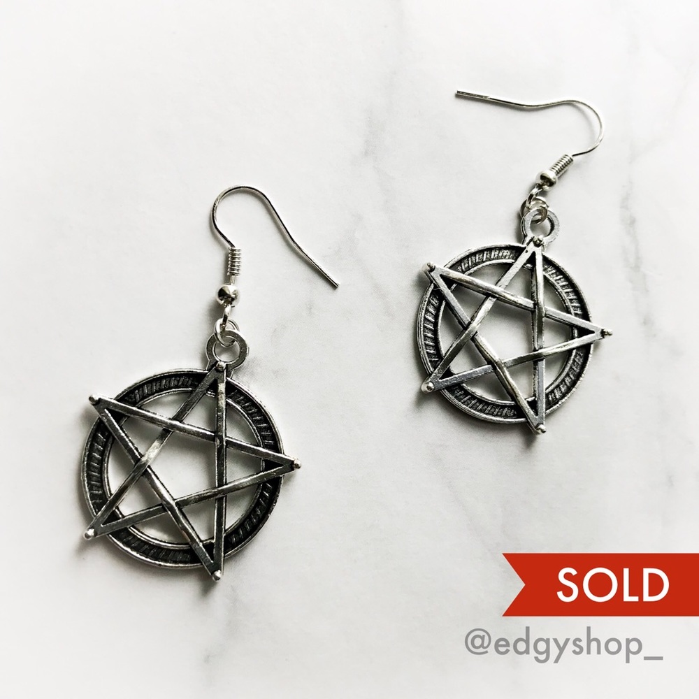 Pentagram Earrings - Picture 1 of 3